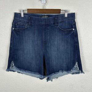 Judy Blue Shorts Womens 1XL Blue Raw Hem Pull On Stretch Denim Boho Cottage